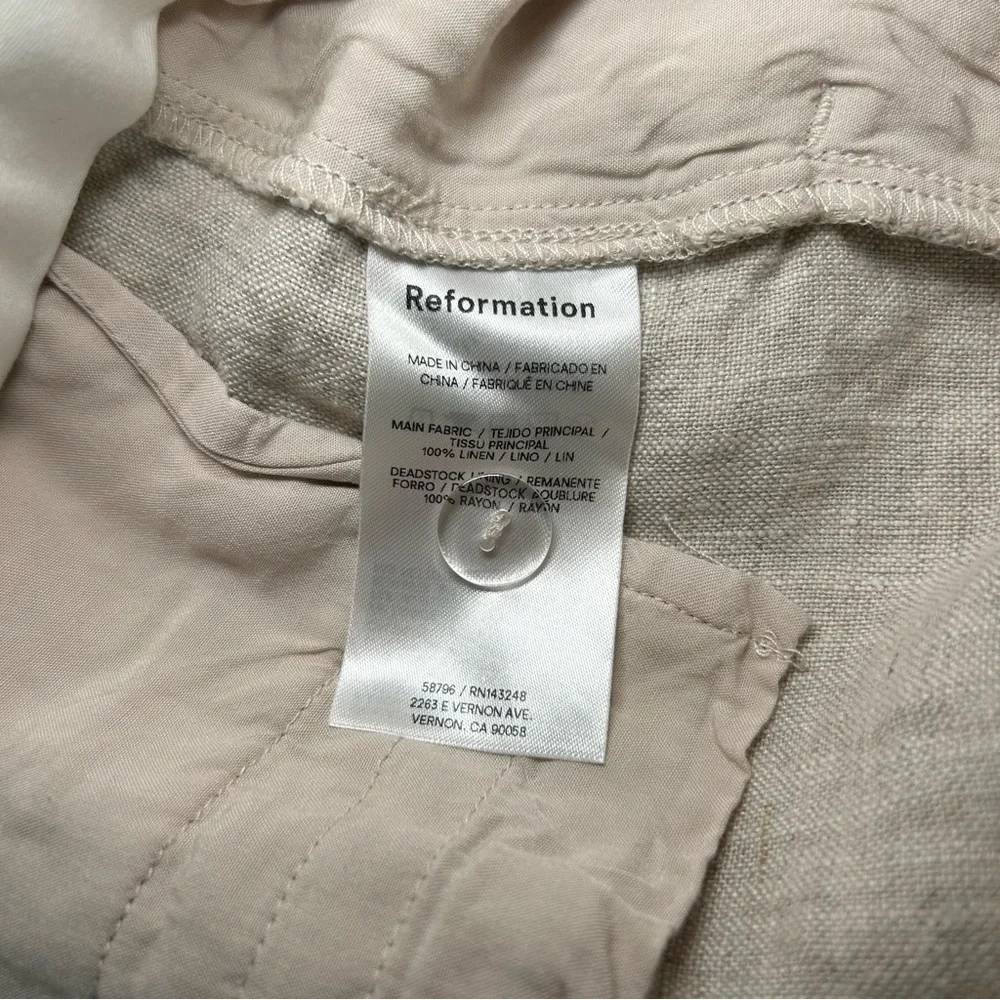Reformation 100% Linen Pants Oatmeal Size 0